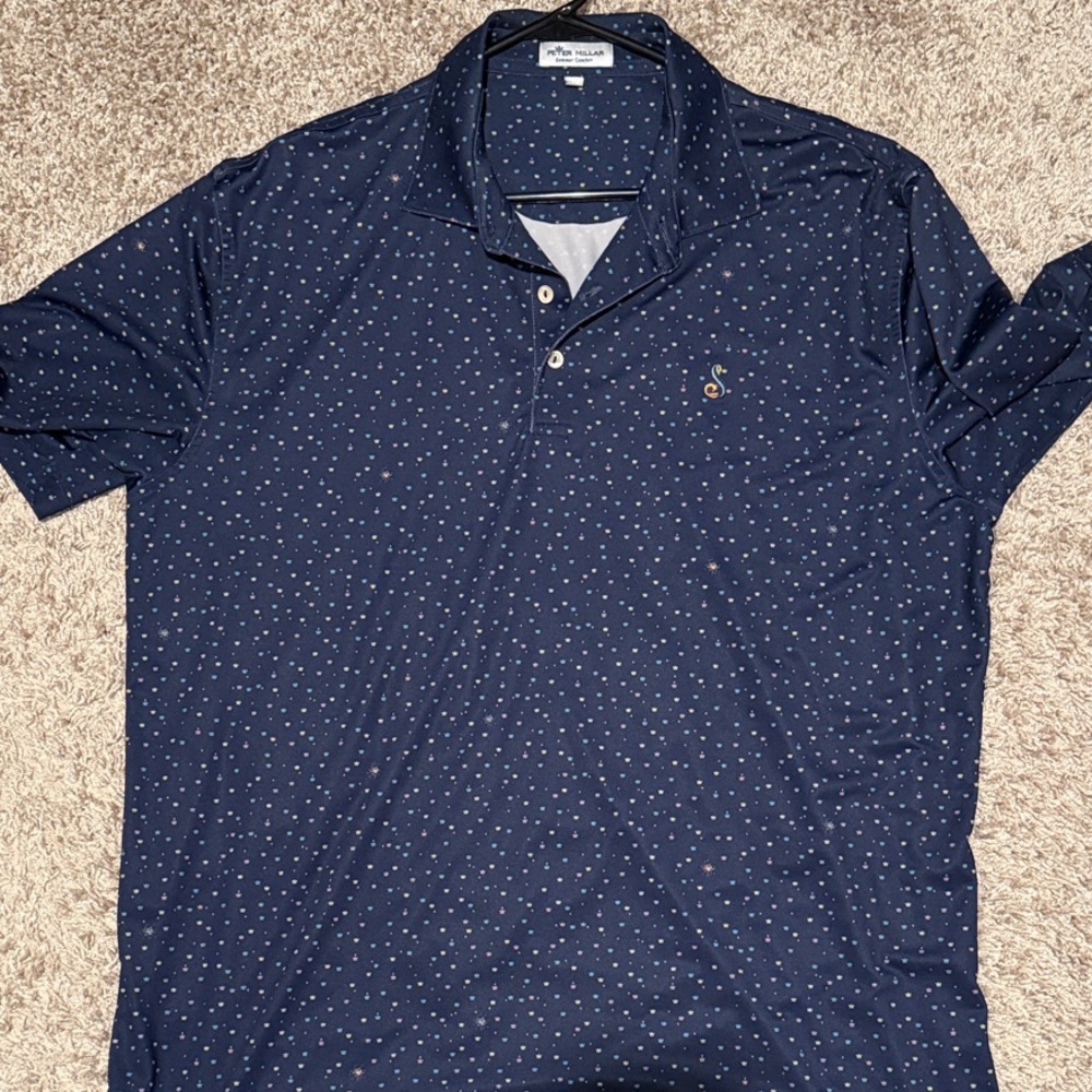 Peter Millar Navy Polo with Crowns